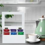 Cutie cu 6 compartimente pentru plicurile de ceai, 9 x 21,5 x 16 cm, alb - imagine 2
