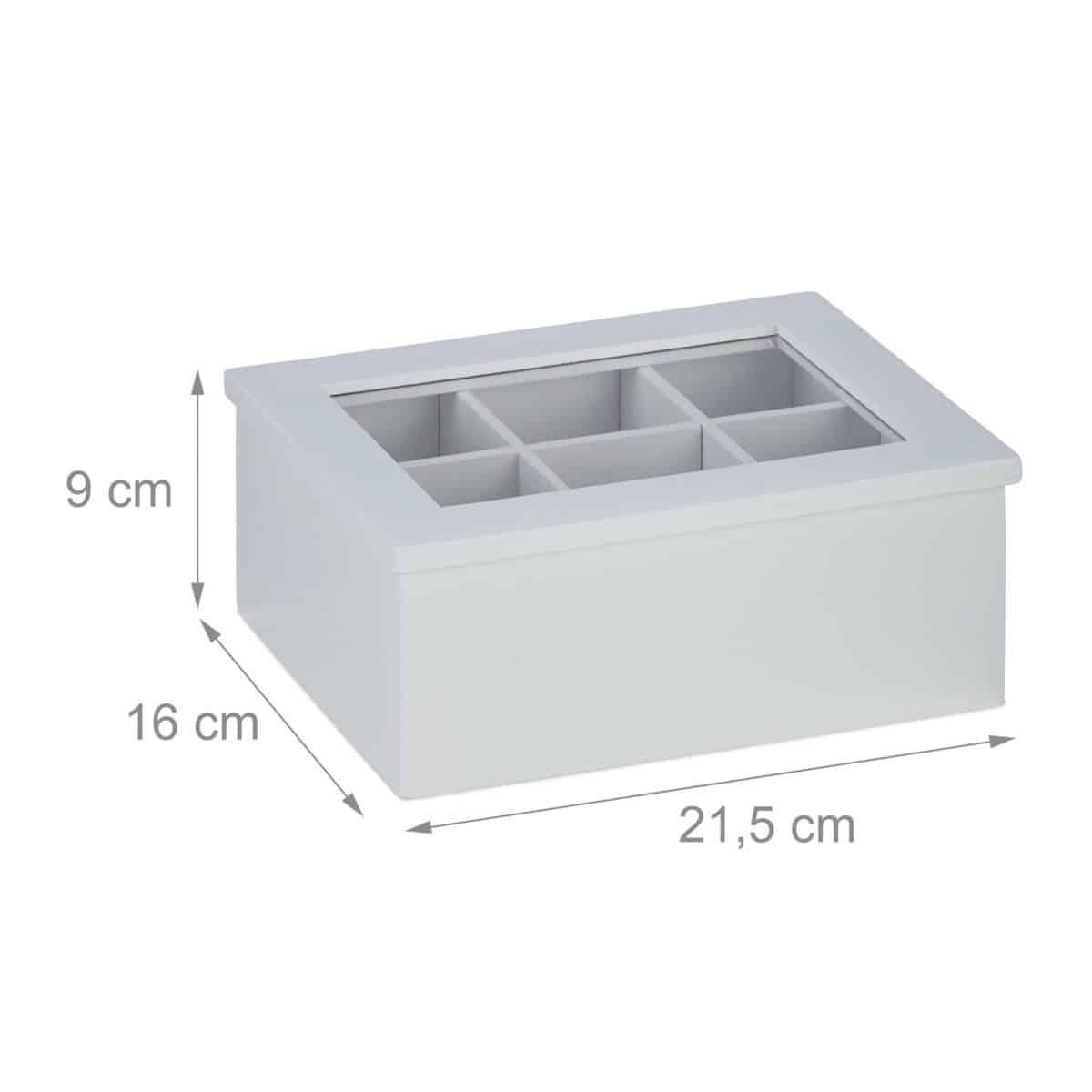 Cutie cu 6 compartimente pentru plicurile de ceai, 9 x 21,5 x 16 cm, alb - imagine 4
