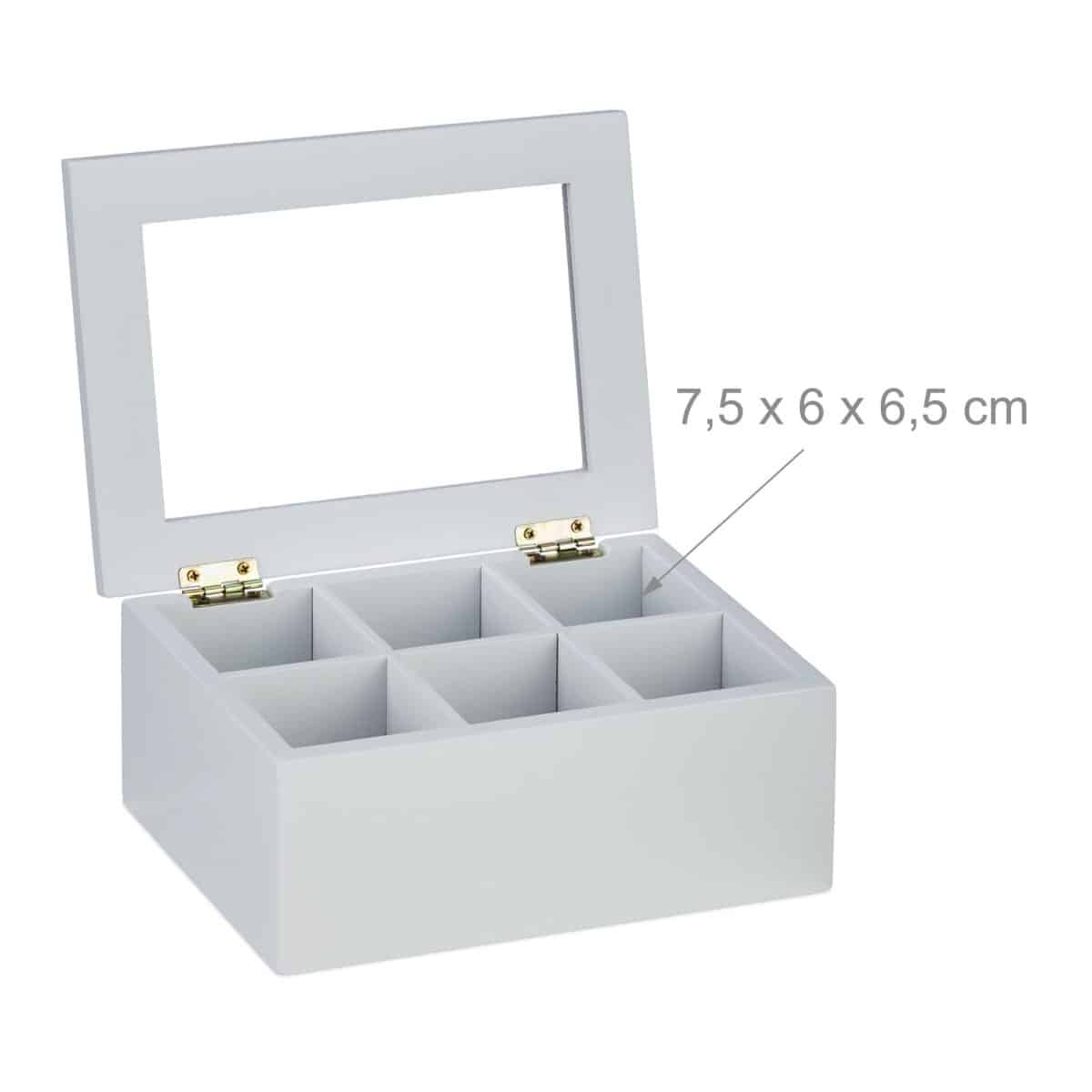 Cutie cu 6 compartimente pentru plicurile de ceai, 9 x 21,5 x 16 cm, alb - imagine 5