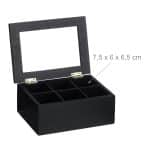 Cutie cu 6 compartimente pentru plicurile de ceai, din bambus, negru, 9 x 21,5 x 16 cm - imagine 4