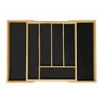 Organizator pentru tacamuri si ustensile de bucatarie, sertar extensibil, negru/maro