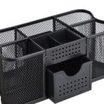 Organizator de birou, 6 compartimente si un sertar, negru, 10 x 23,5 x 11,5 cm - imagine 5