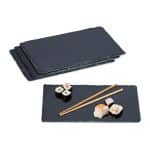 Set 4 platouri servire dreptunghiular, Relaxdays, ardezie, 26 x 16 cm, antracit