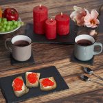Set 4 platouri servire dreptunghiular, Relaxdays, ardezie, 26 x 16 cm, antracit - imagine 5