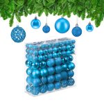 Set globuri brad, Craciun, 150 bucati, albastru deschis, NEW 2