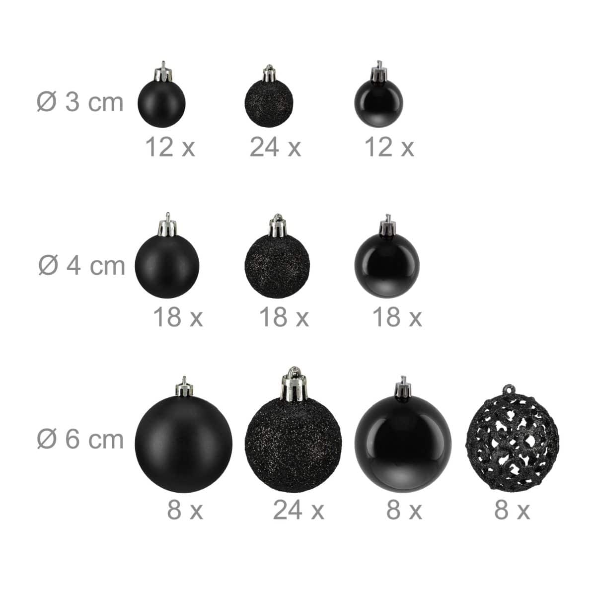 Set globuri brad, Craciun, 150 bucati, negru, NEW 2 - imagine 4