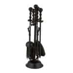 Set accesorii șemineu 5 piese – suport rotund decorativ, negru