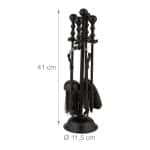 Set accesorii șemineu 5 piese – suport rotund decorativ, negru - imagine 4
