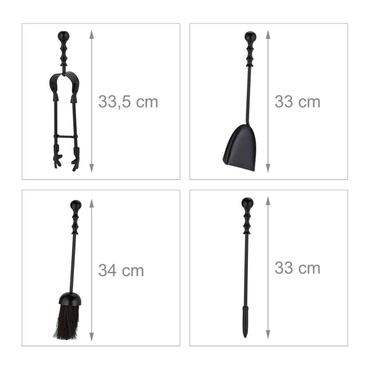 Set accesorii șemineu 5 piese – suport rotund decorativ, negru - imagine 3