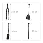 Set accesorii șemineu 5 piese – suport rotund decorativ, negru - imagine 3