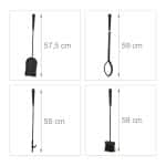 Set accesorii pentru semineu, 5 piese cu suport, 64 x 23 x 16 cm, negru, Relaxdays - imagine 3