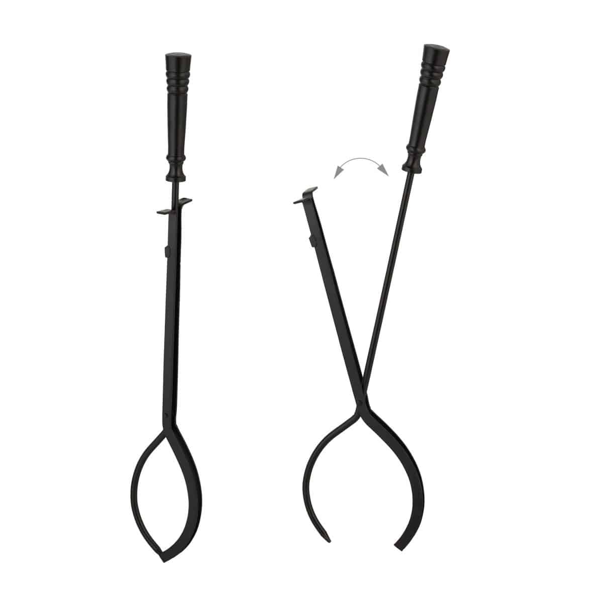 Set accesorii pentru semineu, 5 piese cu suport, 64 x 23 x 16 cm, negru, Relaxdays - imagine 4