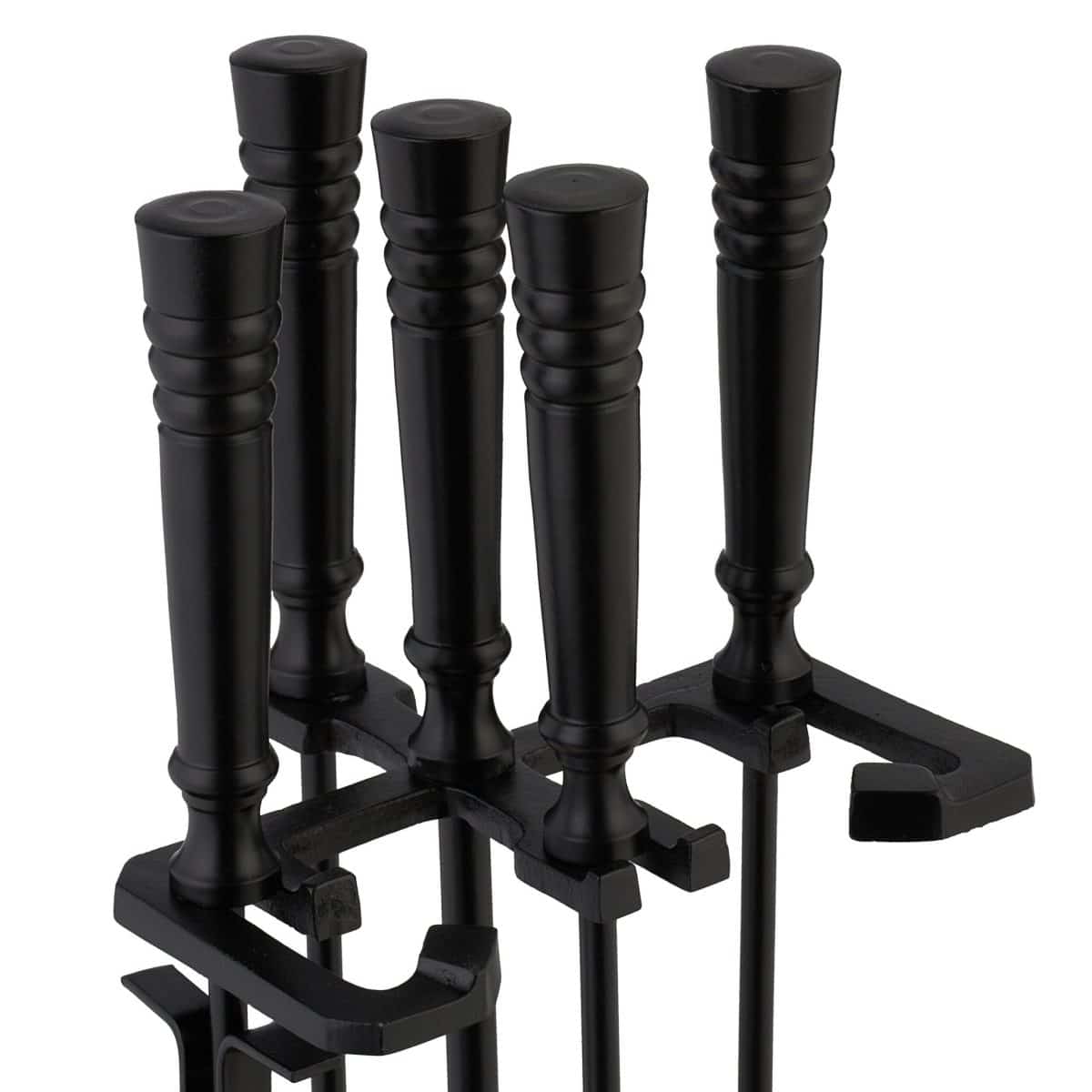 Set accesorii pentru semineu, 5 piese cu suport, 64 x 23 x 16 cm, negru, Relaxdays - imagine 5