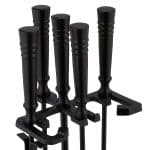 Set accesorii pentru semineu, 5 piese cu suport, 64 x 23 x 16 cm, negru, Relaxdays - imagine 5
