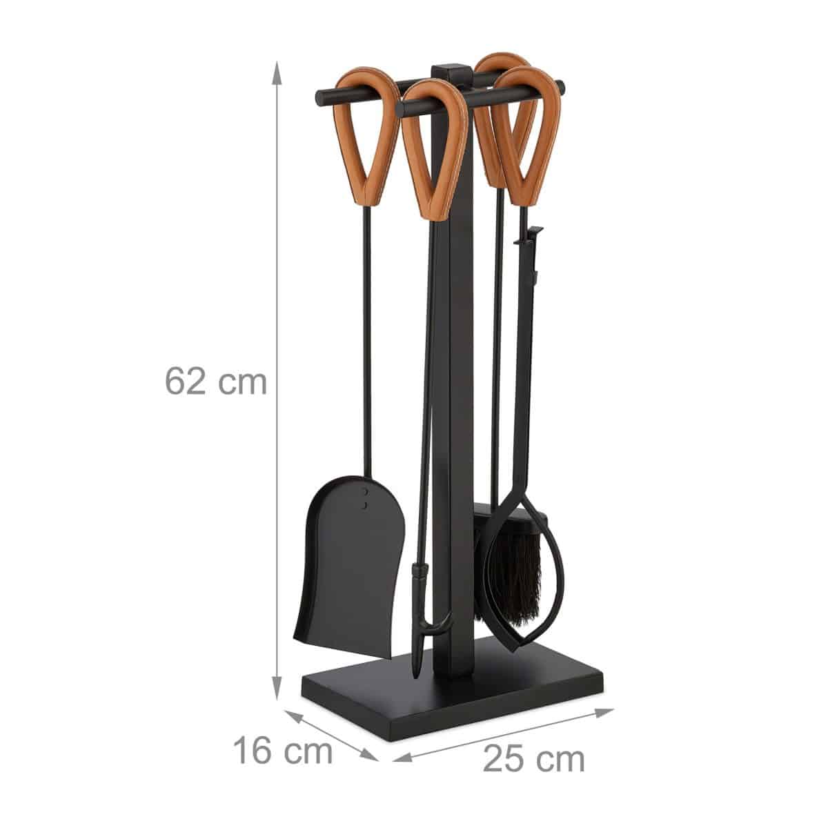Set accesorii pentru semineu, 5 piese cu suport, 62 x 25 x 16 cm - imagine 2