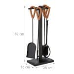 Set accesorii pentru semineu, 5 piese cu suport, 62 x 25 x 16 cm - imagine 2