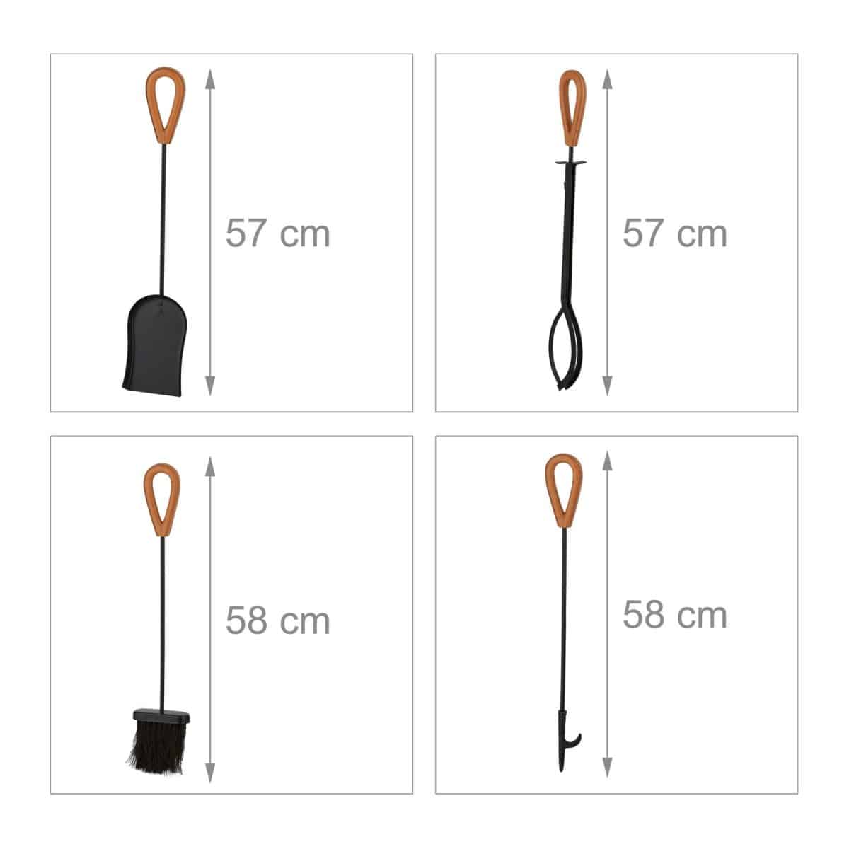 Set accesorii pentru semineu, 5 piese cu suport, 62 x 25 x 16 cm - imagine 3
