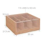 Cutie depozitare ceai din lemn, 9,5 x 22 x 21,5 cm, bambus - imagine 5