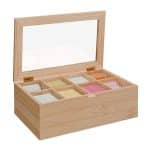 Cutie depozitare ceai din lemn, 10,5 x 32 x 20 cm, natur