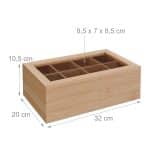 Cutie depozitare ceai din lemn, 10,5 x 32 x 20 cm, natur - imagine 5