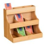 Organizator pentru cafea si ceai, 9 compartimente, bambus,  24 x 26 x 17,5 cm