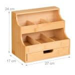 Organizator pentru cafea si ceai, 9 compartimente, bambus, maro, 24 x 27 x 17 cm - imagine 5