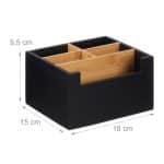Organizator de birou/cosmetice, 5 compartimente, negru, 9,5 x 18 x 15 cm - imagine 4