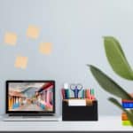 Organizator de birou/cosmetice, 5 compartimente, negru, 9,5 x 18 x 15 cm - imagine 5