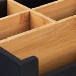 Organizator de birou/cosmetice, 5 compartimente, negru, 9,5 x 18 x 15 cm - imagine 6
