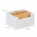 Organizator de birou/cosmetice, 5 compartimente, alb, 9,5 x 18 x 15 cm - imagine 4