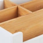 Organizator de birou/cosmetice, 5 compartimente, alb, 9,5 x 18 x 15 cm - imagine 6