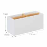 Organizator de birou/cosmetice, 4 compartimente, alb, 8 x 21 x 9 cm - imagine 4
