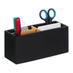Organizator de birou/cosmetice, 4 compartimente, negru, 8 x 21 x 9 cm