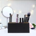 Organizator de birou/cosmetice, 4 compartimente, negru, 8 x 21 x 9 cm - imagine 2