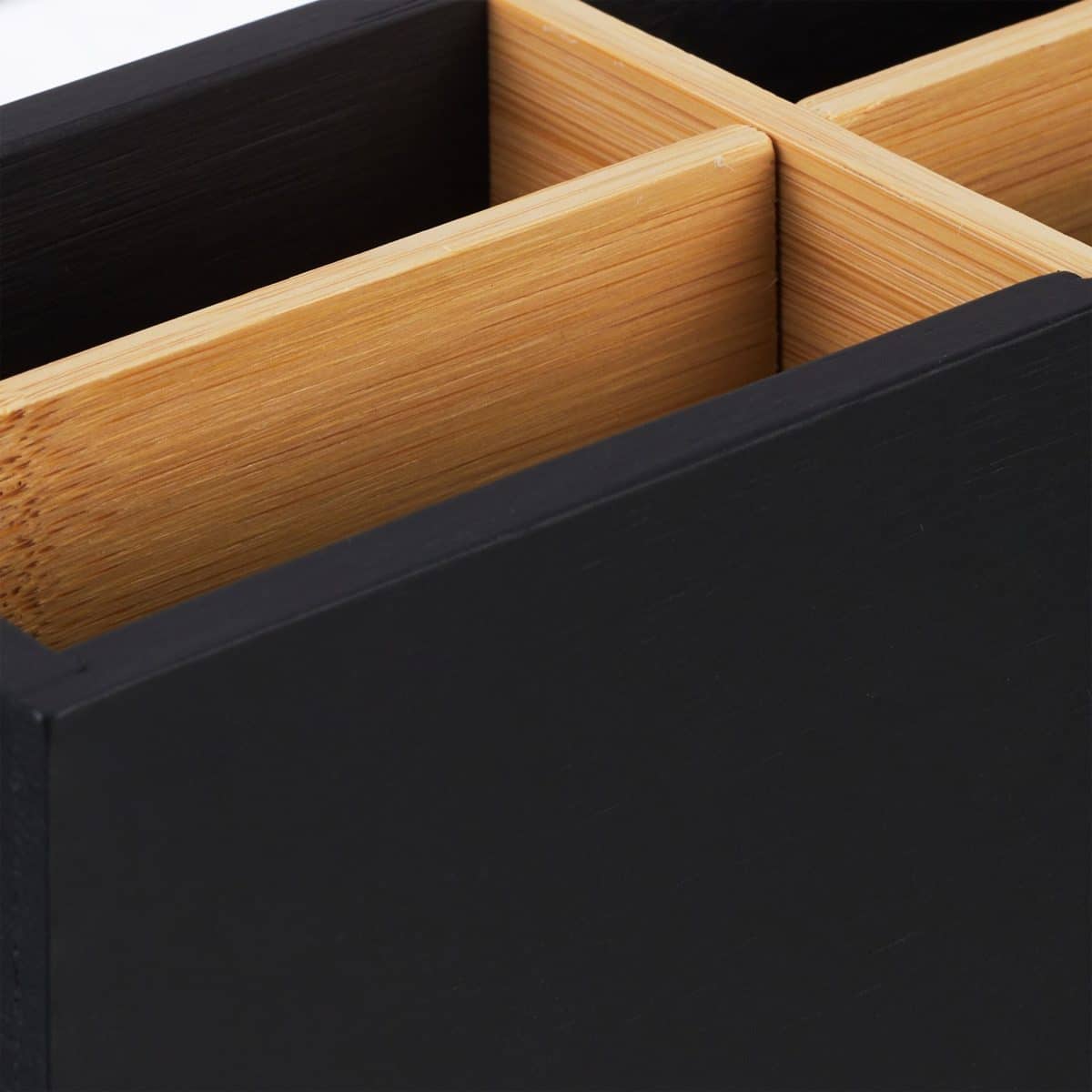 Organizator de birou/cosmetice, 4 compartimente, negru, 8 x 21 x 9 cm - imagine 6