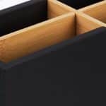 Organizator de birou/cosmetice, 4 compartimente, negru, 8 x 21 x 9 cm - imagine 6