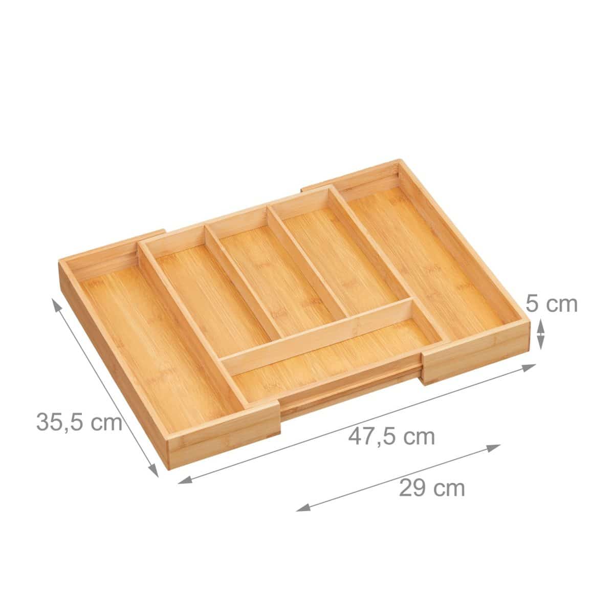 Suport tacamuri din bambus si MDF, 6 compartimente, 5 x 29 x 35,5-47,5, natural - imagine 2