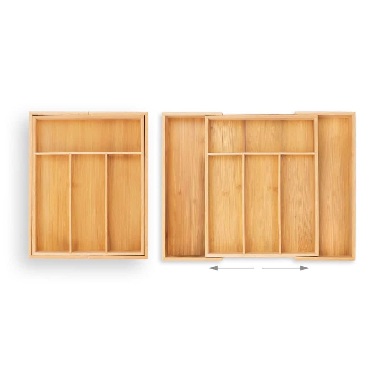 Suport tacamuri din bambus si MDF, 6 compartimente, 5 x 29 x 35,5-47,5, natural - imagine 3