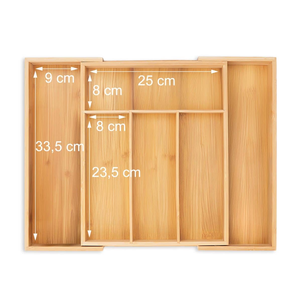 Suport tacamuri din bambus si MDF, 6 compartimente, 5 x 29 x 35,5-47,5, natural - imagine 6