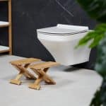 Scaun pliabil pentru toaleta, din 2 piese, bambus - imagine 2