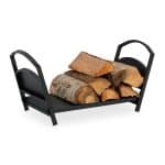 Suport lemne pentru soba sau semineu, 33 x 66 x 30,5 cm, negru, pliabil