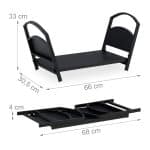 Suport lemne pentru soba sau semineu, 33 x 66 x 30,5 cm, negru, pliabil - imagine 3