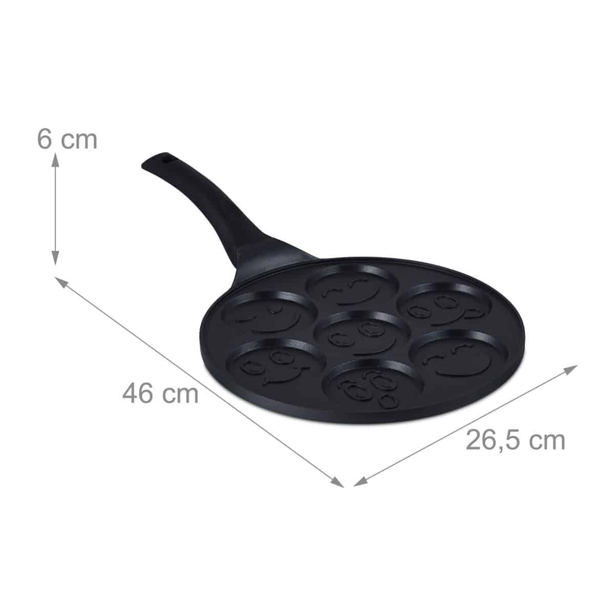 Tigaie pentru clatite cu 7 forme Smile Pancakes, 6 x 46 x 26,5 cm, negru, aluminiu - imagine 6