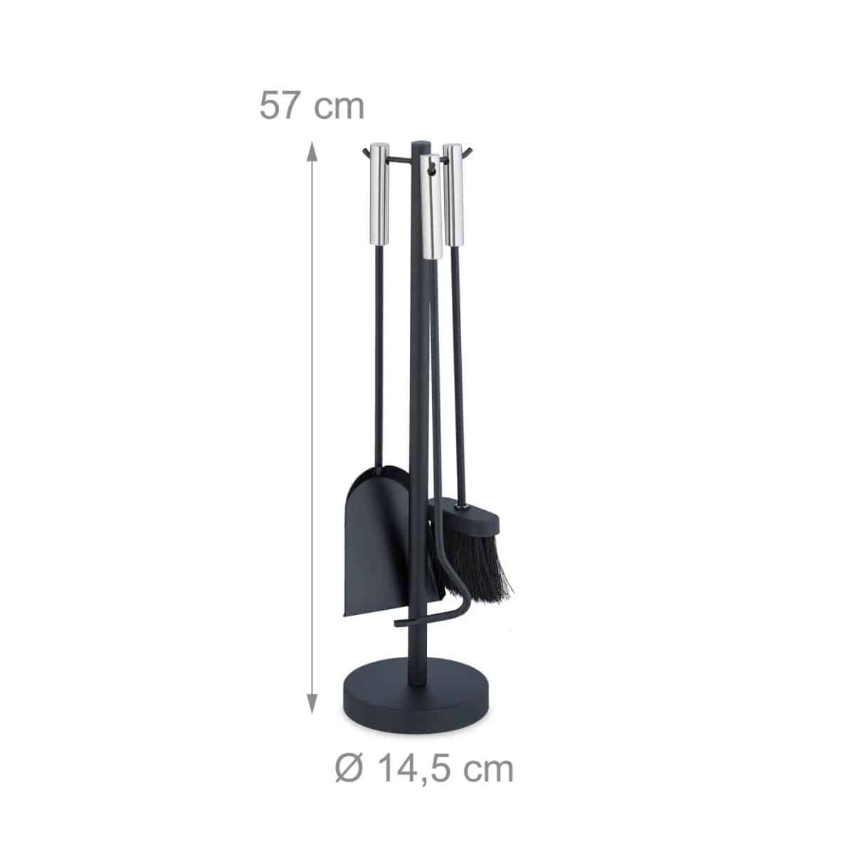 Set accesorii pentru semineu, 4 piese, cu suport,  57 x 14,5 cm - imagine 2