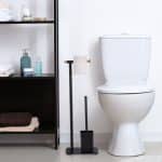 Suport hartie igienica cu perie de toaleta, otel inoxidabil, negru, 64,5 x 22 x 18 cm - imagine 2