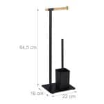 Suport hartie igienica cu perie de toaleta, otel inoxidabil, negru, 64,5 x 22 x 18 cm - imagine 4