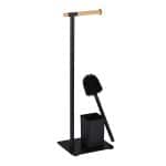 Suport hartie igienica cu perie de toaleta, otel inoxidabil, negru, 64,5 x 22 x 18 cm - imagine 6
