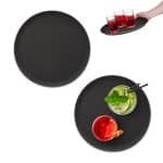 Tava servire rotunda, 2 bucati, cu suprafata cauciuc anti-alunecare, 2 x 35,5 cm, negru