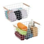Cosuri pentru depozitare, set 2, multifunctionale, metal, alb, 16 x 31 x 21 cm