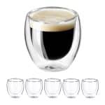 Set 6 pahare din sticla borosilicata termorezistenta, pereti dubli, design modern, transparent, 100 ml